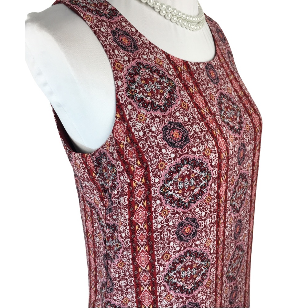 Pink Republic Summer Burgundy Pattern Open Back Shift Mini Dress size Medium - Picture 6 of 11